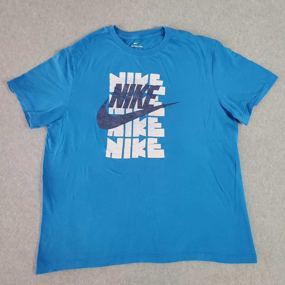 Nike Shirt Mens XL Blue Nike Logo Stack Graphic Tee The Nike Tee BV1997-4EC
